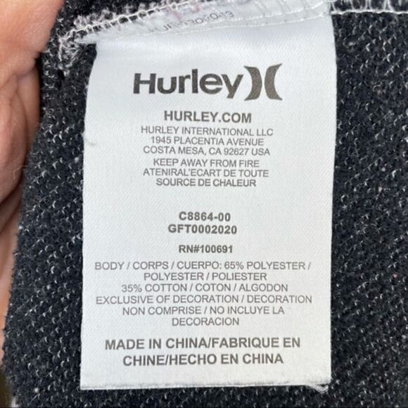 Hurley, long sleeve cropped knit black/white pull over top size medium - Picture 4 of 4